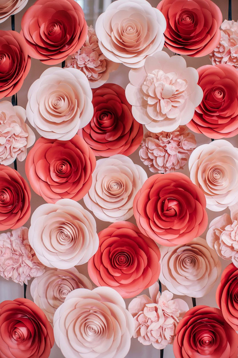 Hanging Paper Flower Backdrop - 25 Valentine's Day Paper Flower Ideas