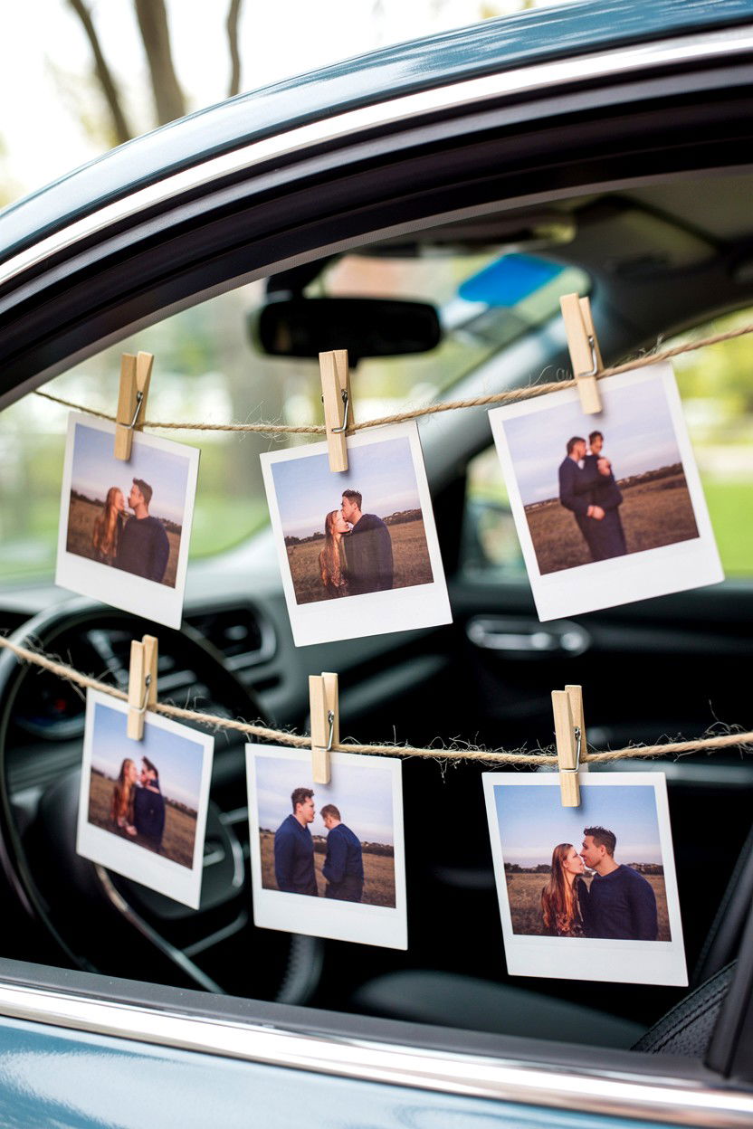 Hanging Polaroids In Car - 25 Valentine's Day Car Surprise Ideas