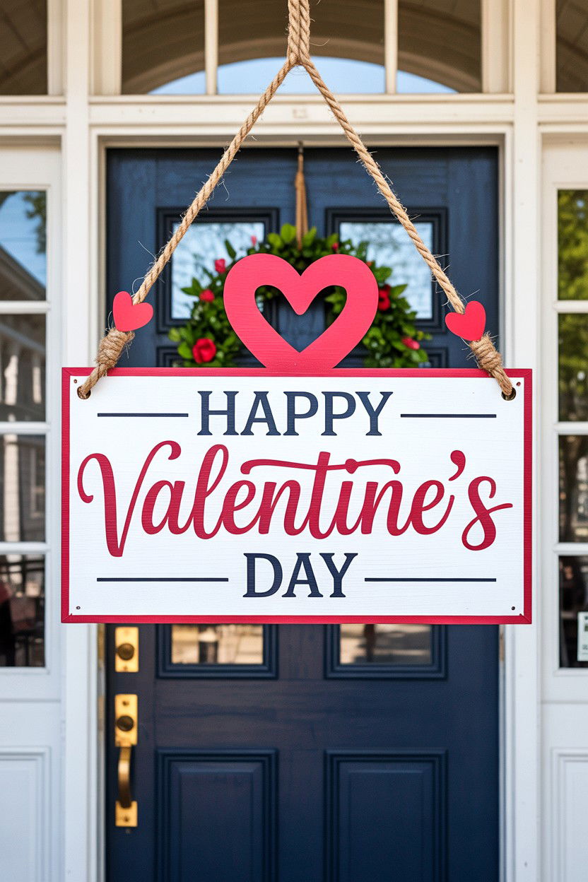 Hanging Valentine Porch Sign - 25 Valentine's Day Porch Sign Ideas