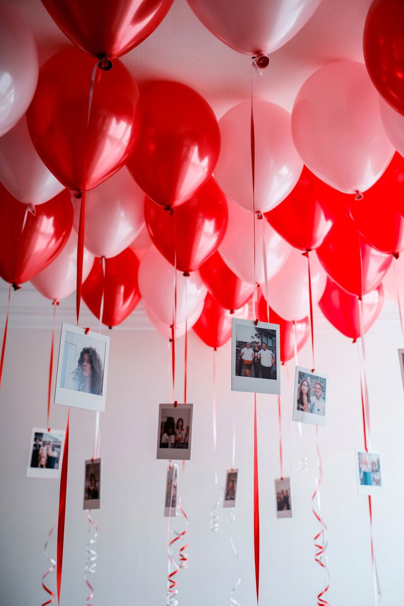 Hanging photo balloon display - 25 Valentine's Day Photo Balloon Ideas