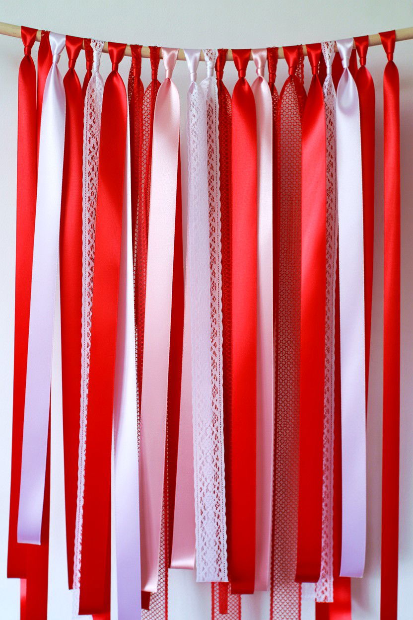 Hanging ribbon streamers - 25 Valentine's Day Photo Backdrop Ideas