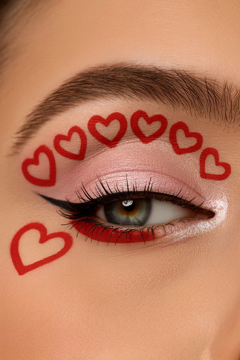 Heart Accent Makeup - 25 Valentine's Day Eyeshadow Ideas