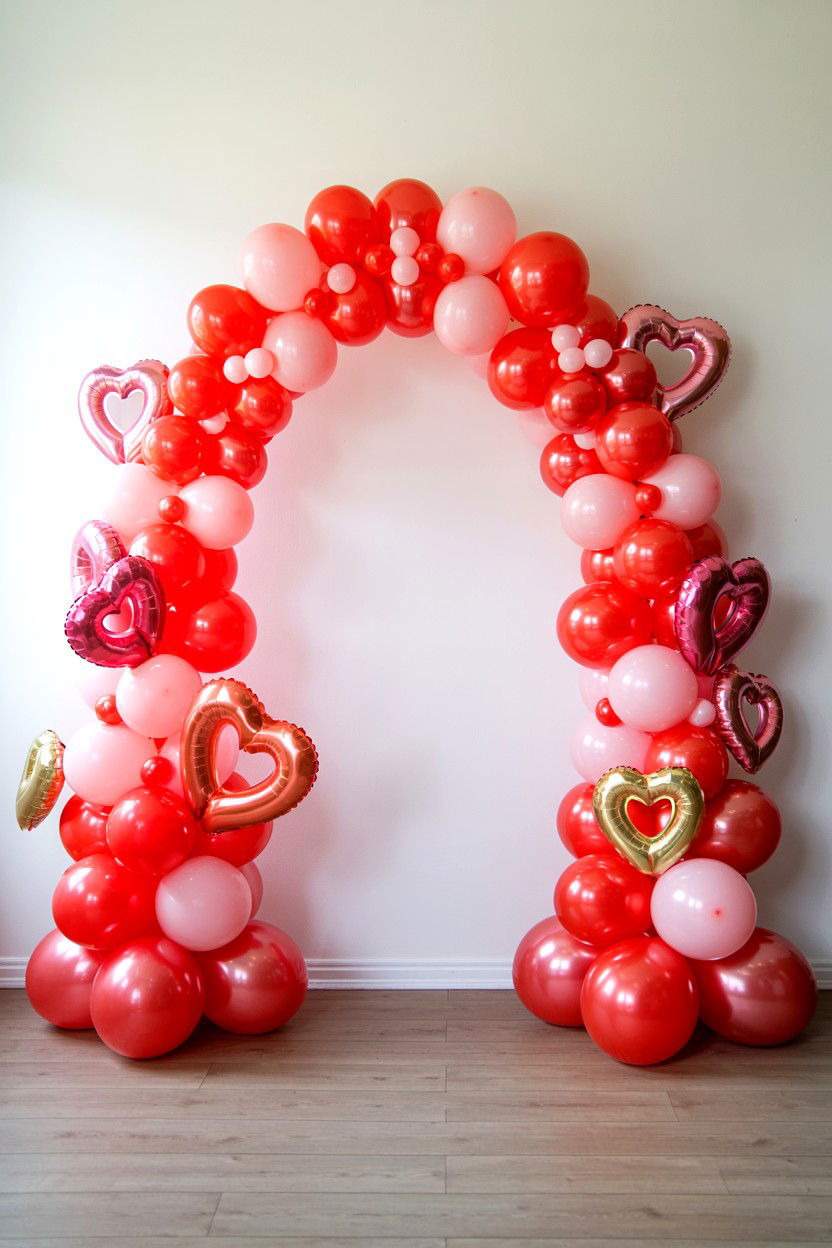 Heart Balloon Arch - 25 Valentine's Day Party Balloon Ideas