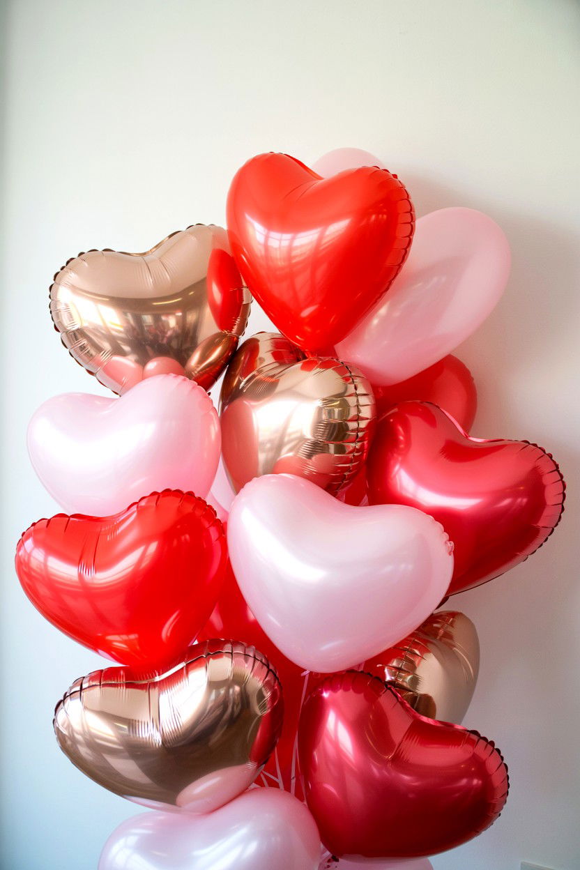 Heart Balloon Backdrop - 25 Valentine's Day Indoor Photo Ideas