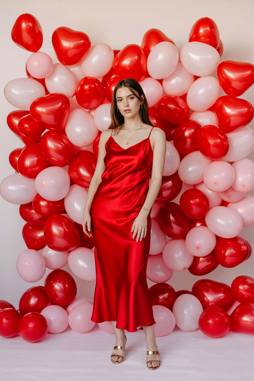 Heart Balloon Backdrop - 25 Valentine's Day Photoshoot Ideas