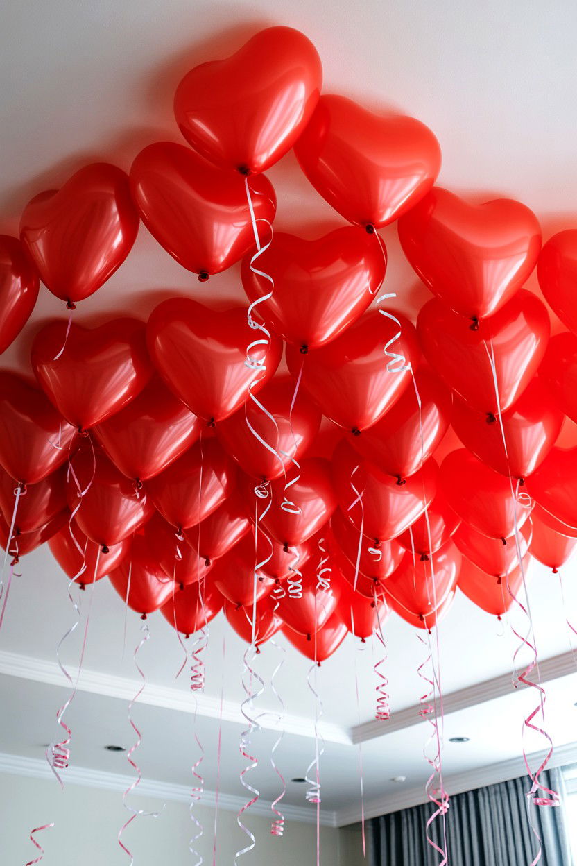 Heart Balloon Ceiling Decor - 25 Heart Balloon Decoration Ideas