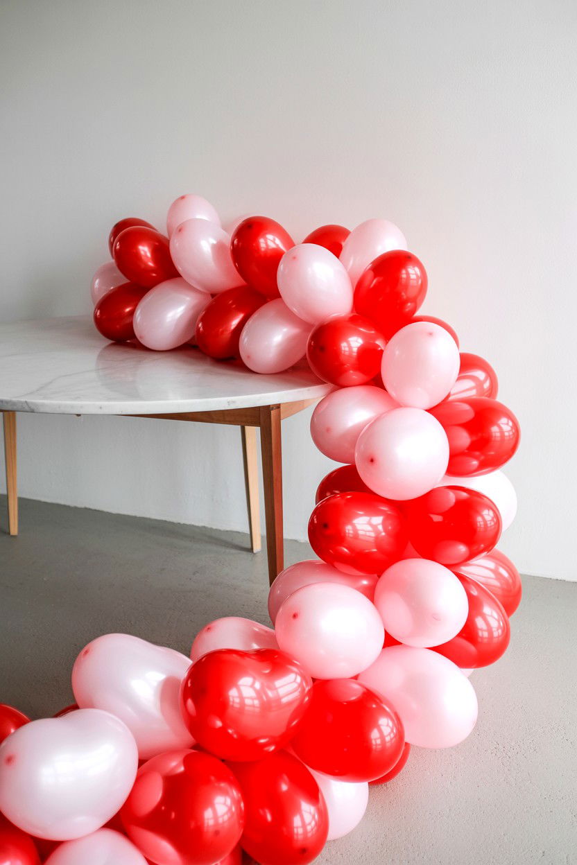 Heart Balloon Decor - 25 Valentine's Day Party Table Ideas