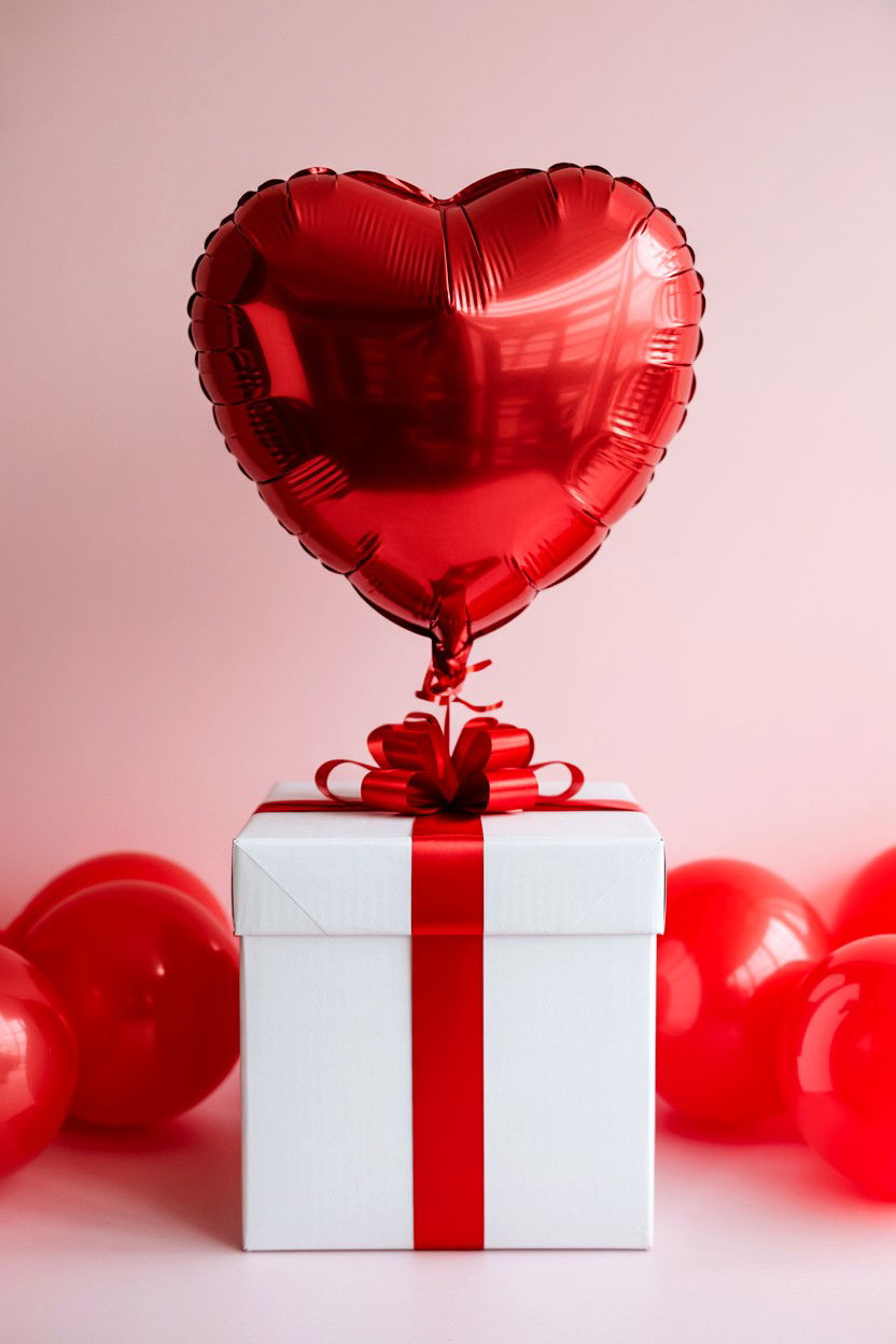 Heart Balloon Gift Box - 25 Heart Balloon Decoration Ideas