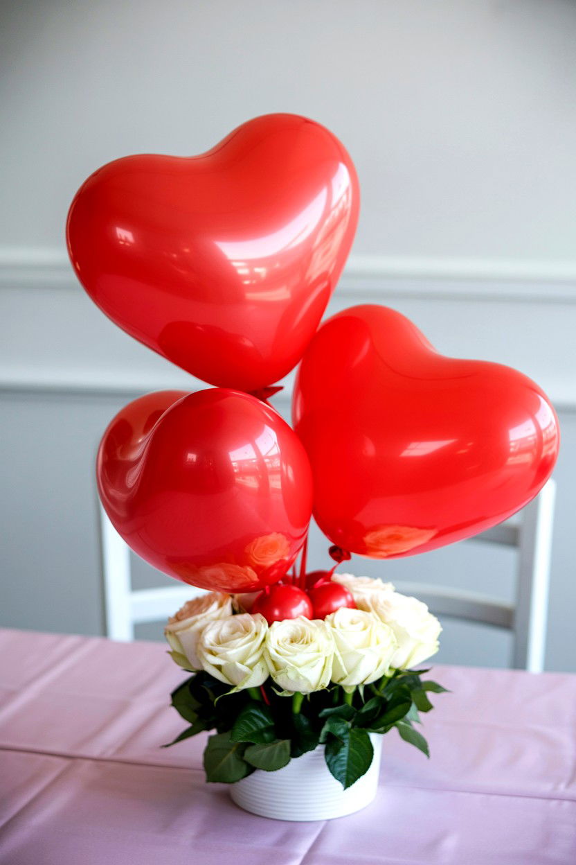 Heart Balloon Table Centerpiece - 25 Heart Balloon Decoration Ideas