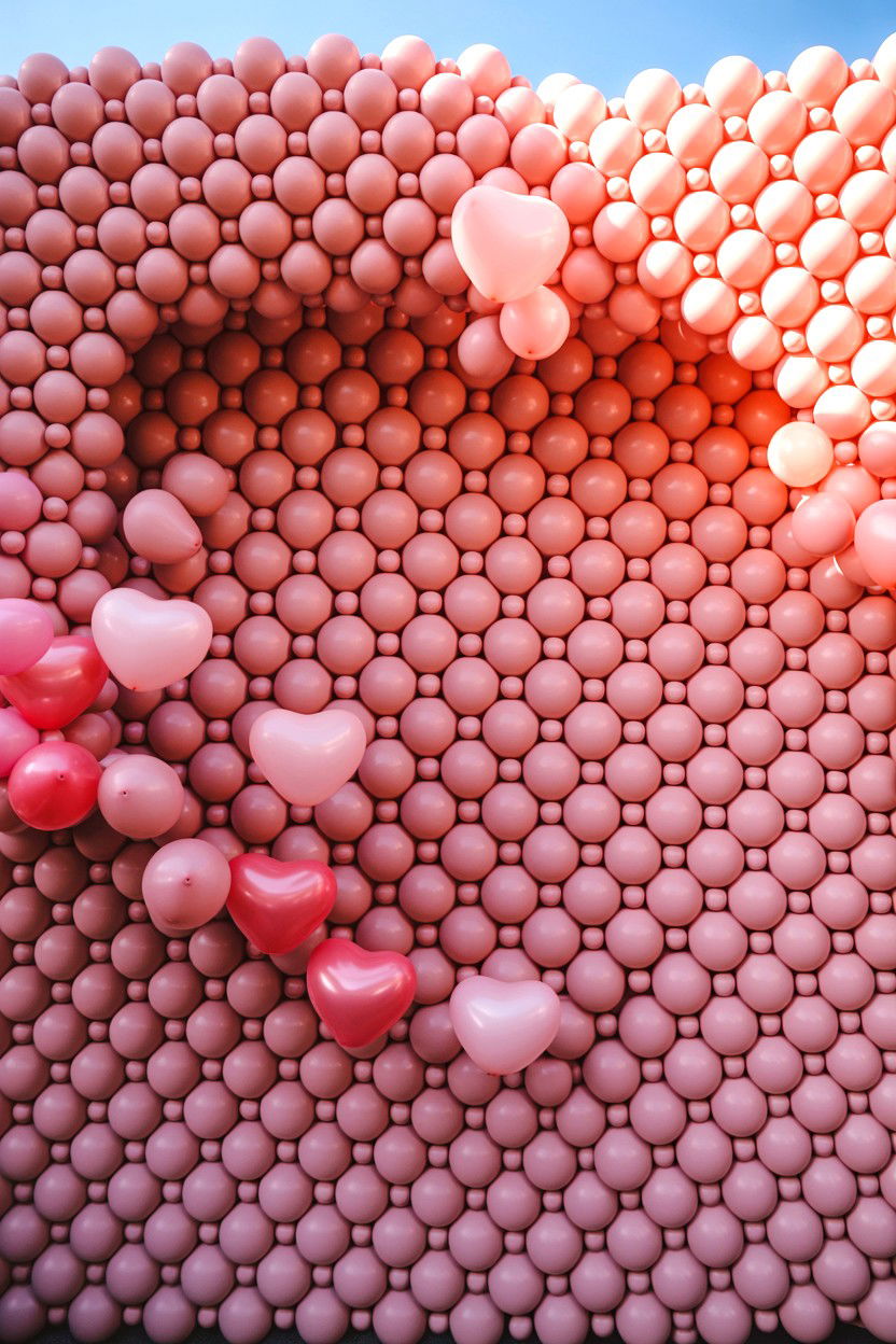 Heart Balloon Wall Backdrop - 25 Heart Balloon Decoration Ideas