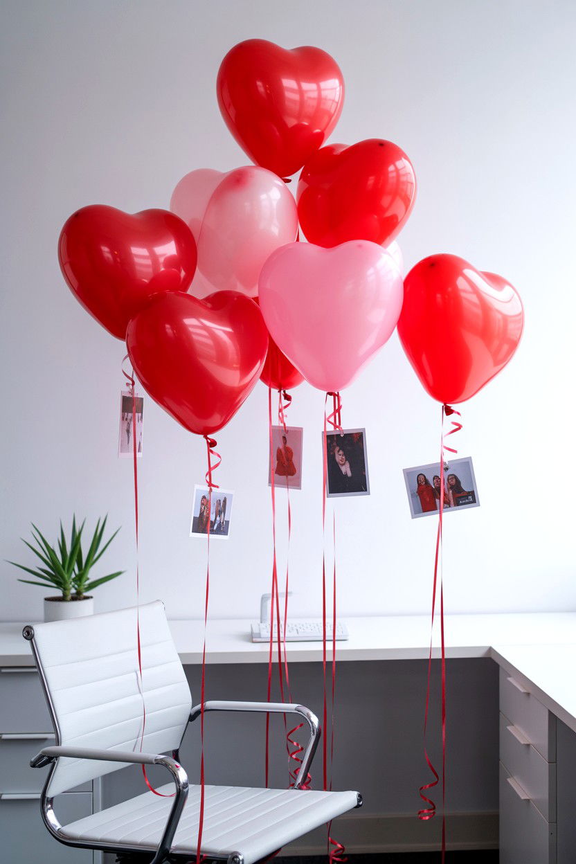 Heart Balloons - 25 Valentine's Day Desk Surprise Ideas
