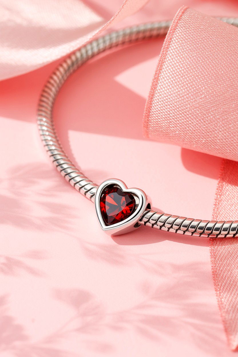 Heart Birthstone Charm - 25 Valentine's Day Charm Bracelet Ideas