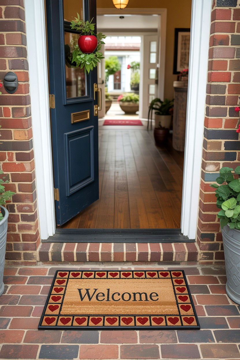 Heart Border Doormat - 25 Valentine's Day Welcome Mat Ideas