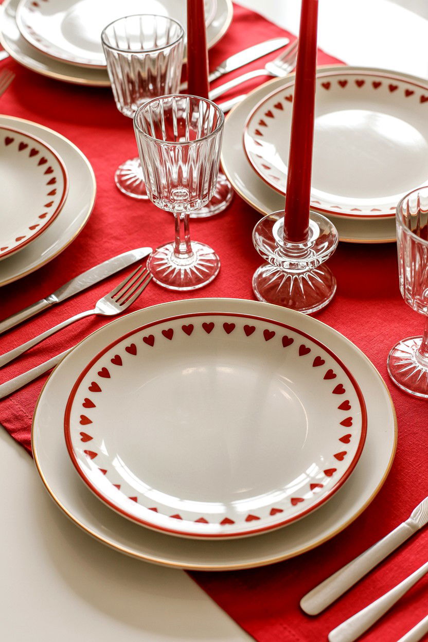Heart Border Plates - 25 Valentine's Day Dinnerware Ideas