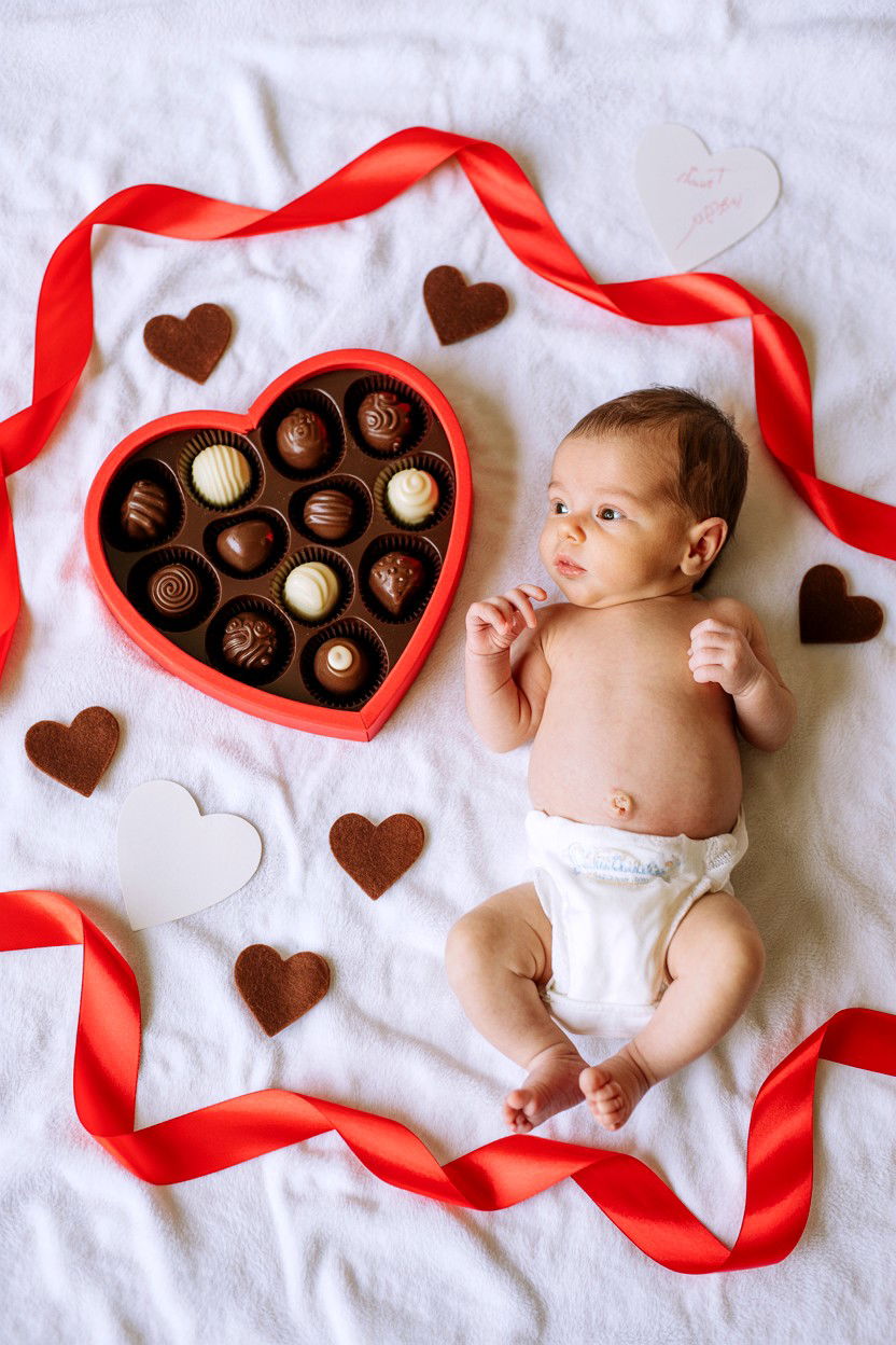 Heart Box Of Chocolates - 25 Valentine's Day Newborn Photo Ideas