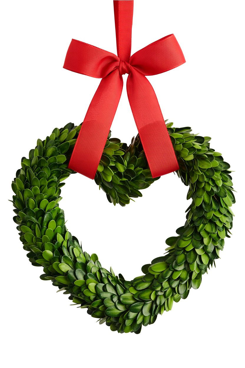 Heart Boxwood Wreath - 25 Valentine's Day Front Door Ideas
