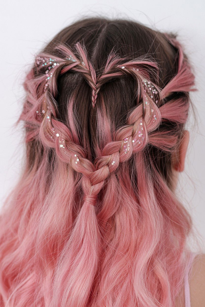 Heart Braid With Glitter - 25 Heart Braid Valentine's Day Ideas