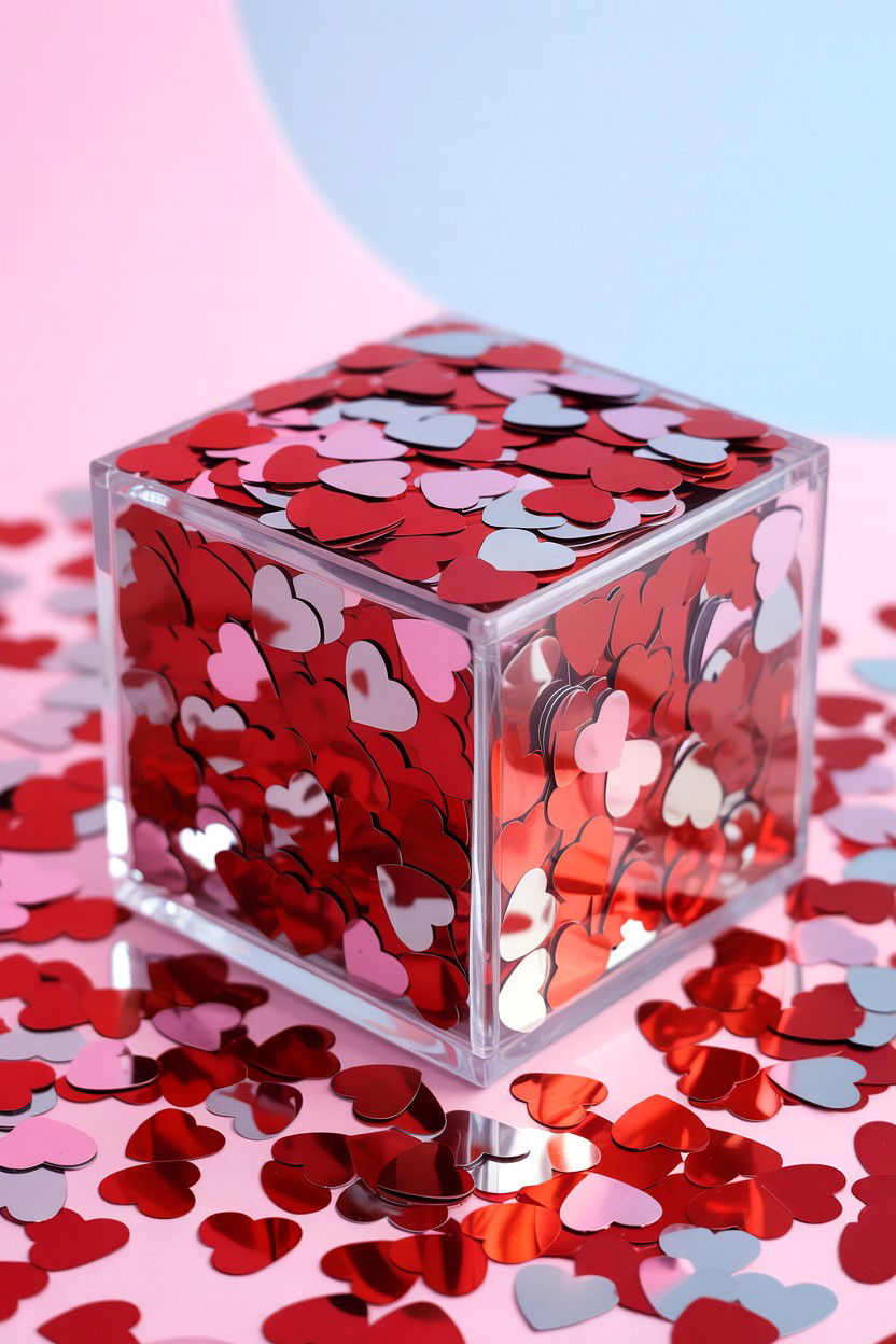 Heart Confetti Box - 25 Valentine's Day Clear Box Ideas