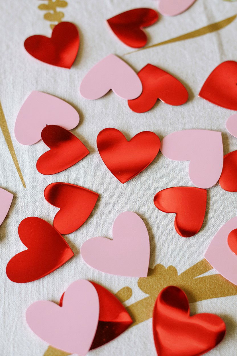 Heart Confetti Decor - 25 Valentine's Day Party Table Ideas