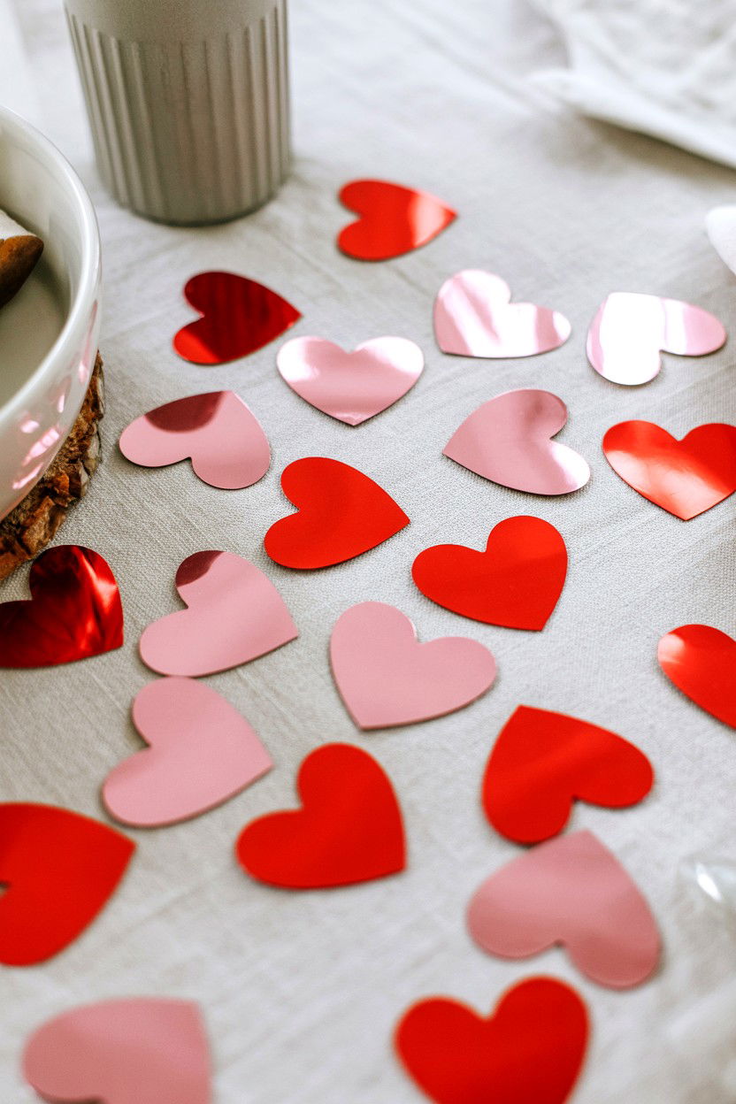 Heart Confetti Decorations - 25 Valentine's Day Brunch Party Ideas
