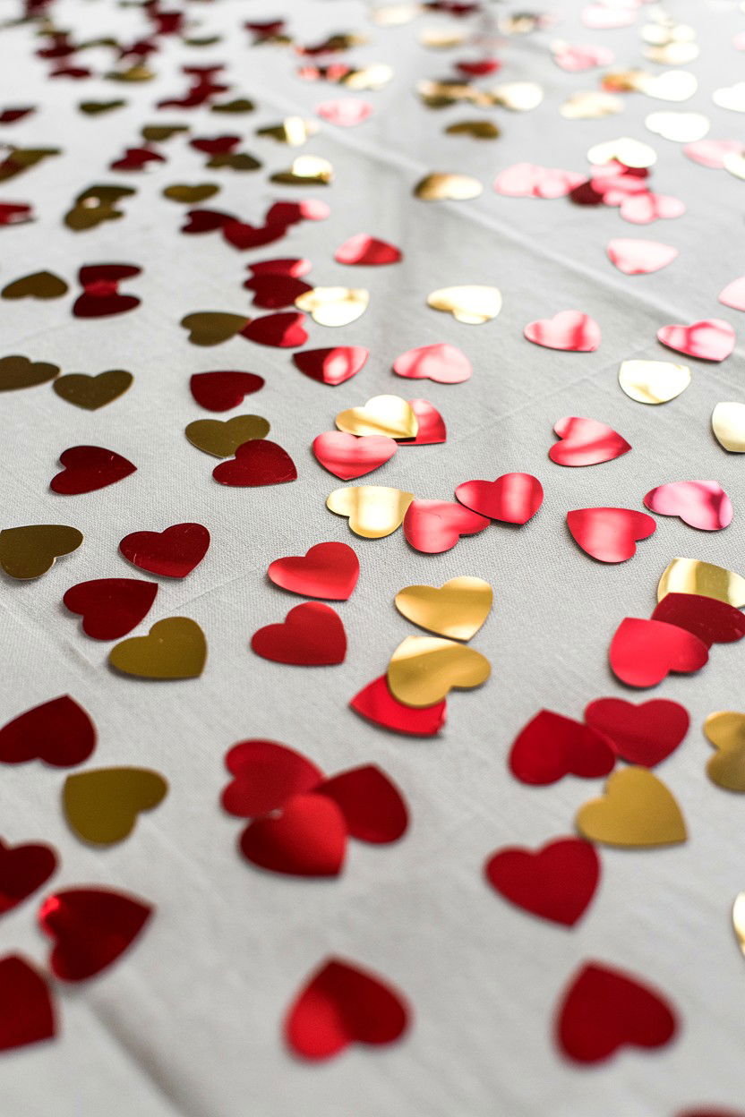 Heart Confetti Table Scatter - 25 Valentine's Day Party Decoration Ideas