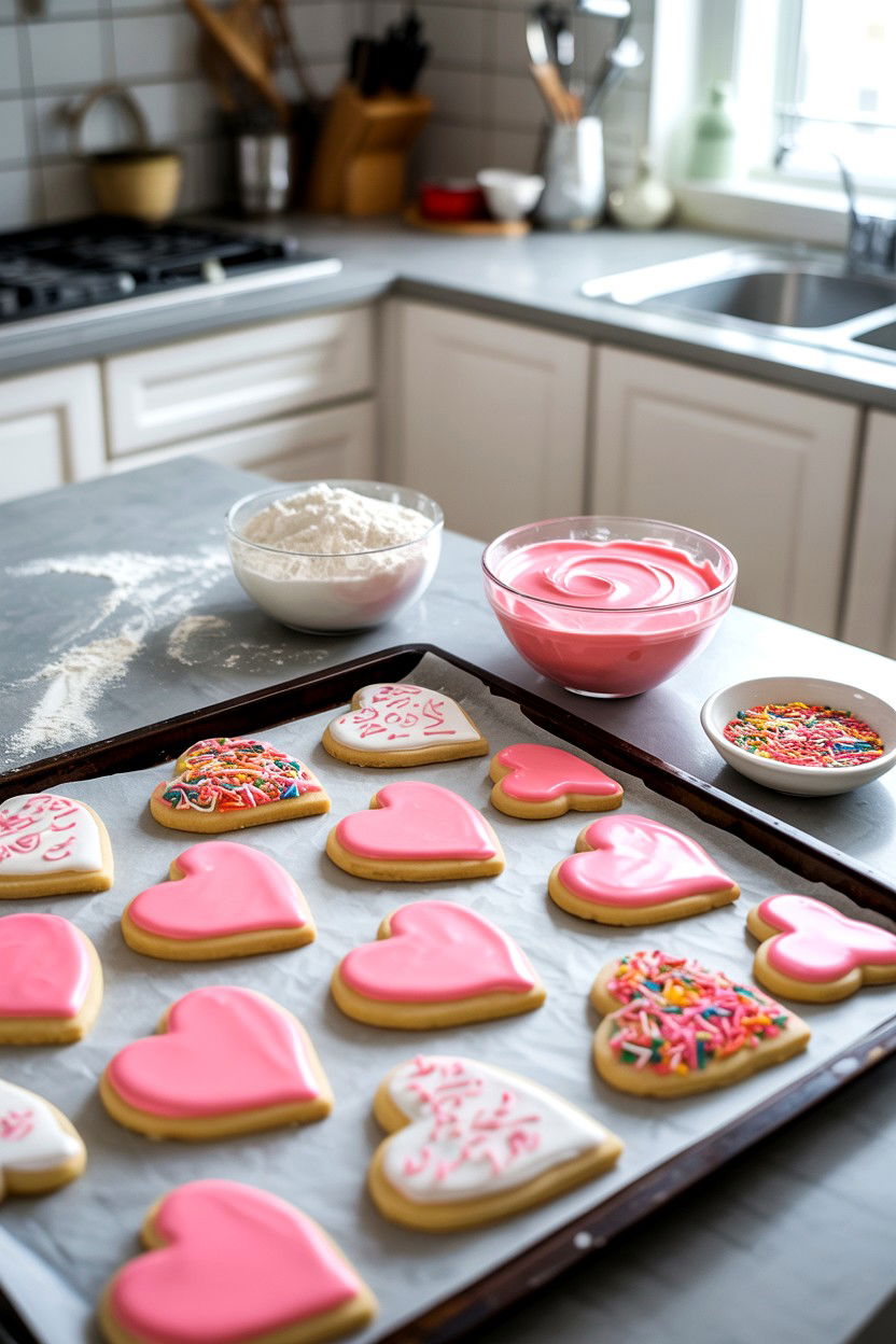 Heart Cookie Decorating - 25 Aesthetic Valentine's Day Ideas