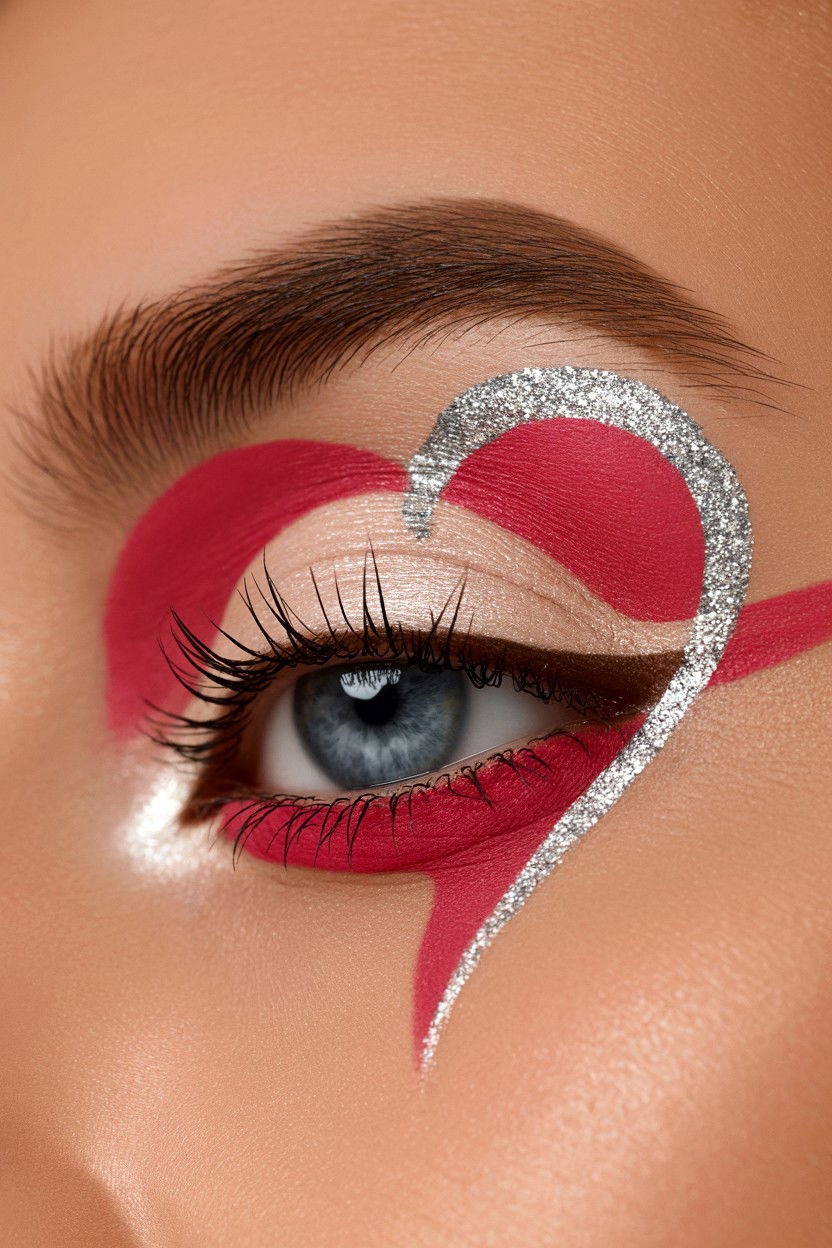 Heart Cut Crease - 25 Heart Makeup Valentine's Day Ideas