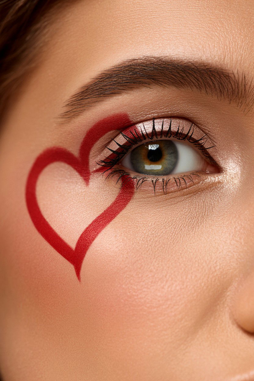 Heart Detail Makeup - 25 Valentine's Day Doe Eye Makeup