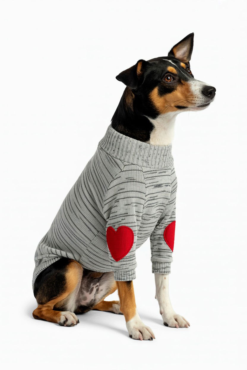 Heart Elbow Patch Dog Sweater - 25 Valentine's Day Pet Sweater Ideas