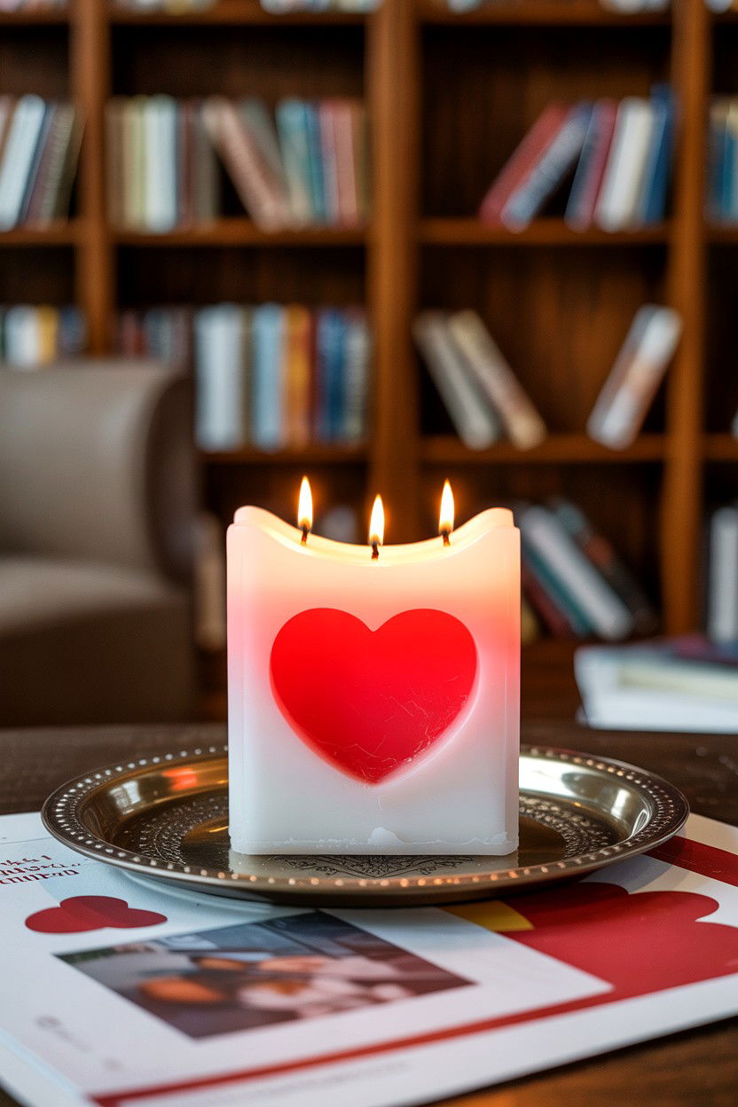 Heart Embedded Candle - 25 Valentine's Day Candle Ideas