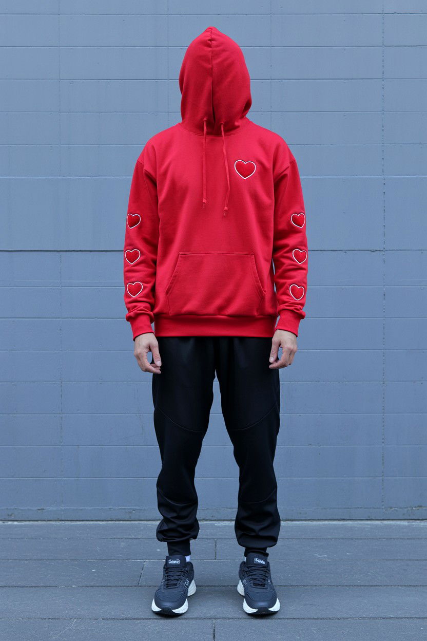 Heart Embroidery Hoodie Style - 25 Valentine's Day Streetwear Outfits