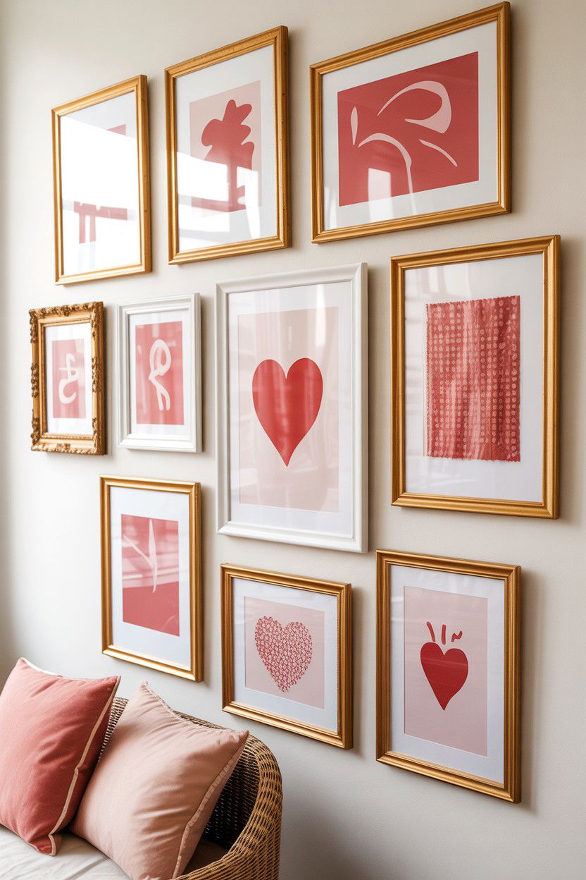Heart Gallery Wall - 25 Valentine's Day Wall Decor Ideas