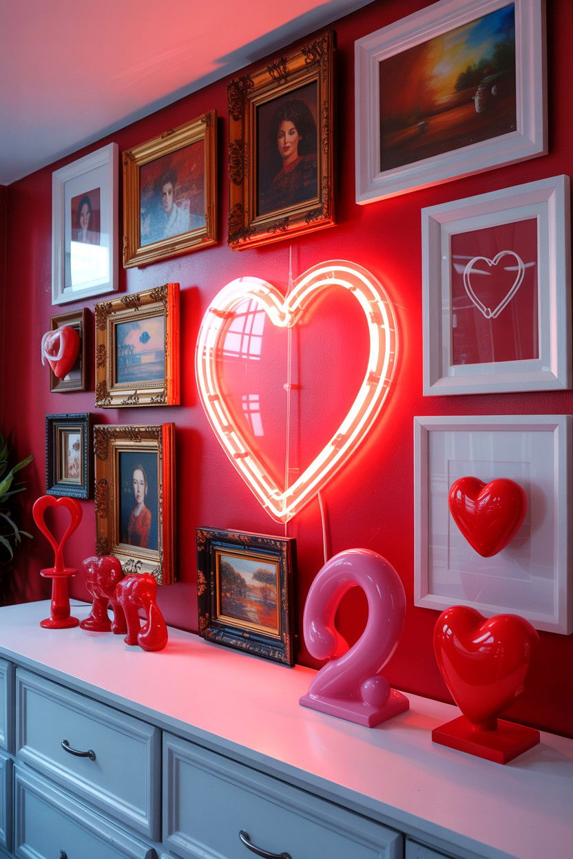 Heart Gallery Wall - 25 Maximalist Valentine's Day Ideas