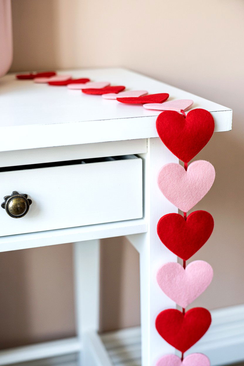 Heart Garland - 25 Valentine's Day Desk Surprise Ideas