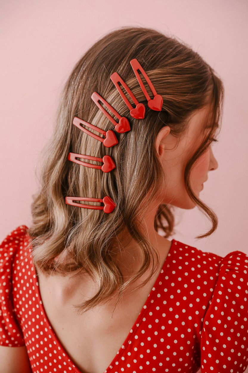 Heart Hair Clip Waves - 25 Valentine's Day Soft Waves Ideas