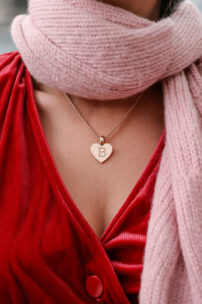 Heart Initial Pendant - 25 Valentine's Day Initial Jewelry Ideas