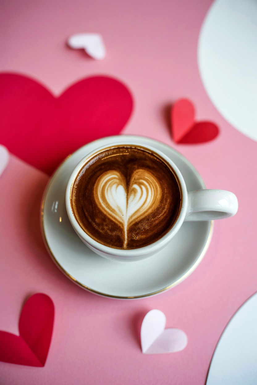Heart Latte Art - 25 Valentine's Day Selfie Ideas