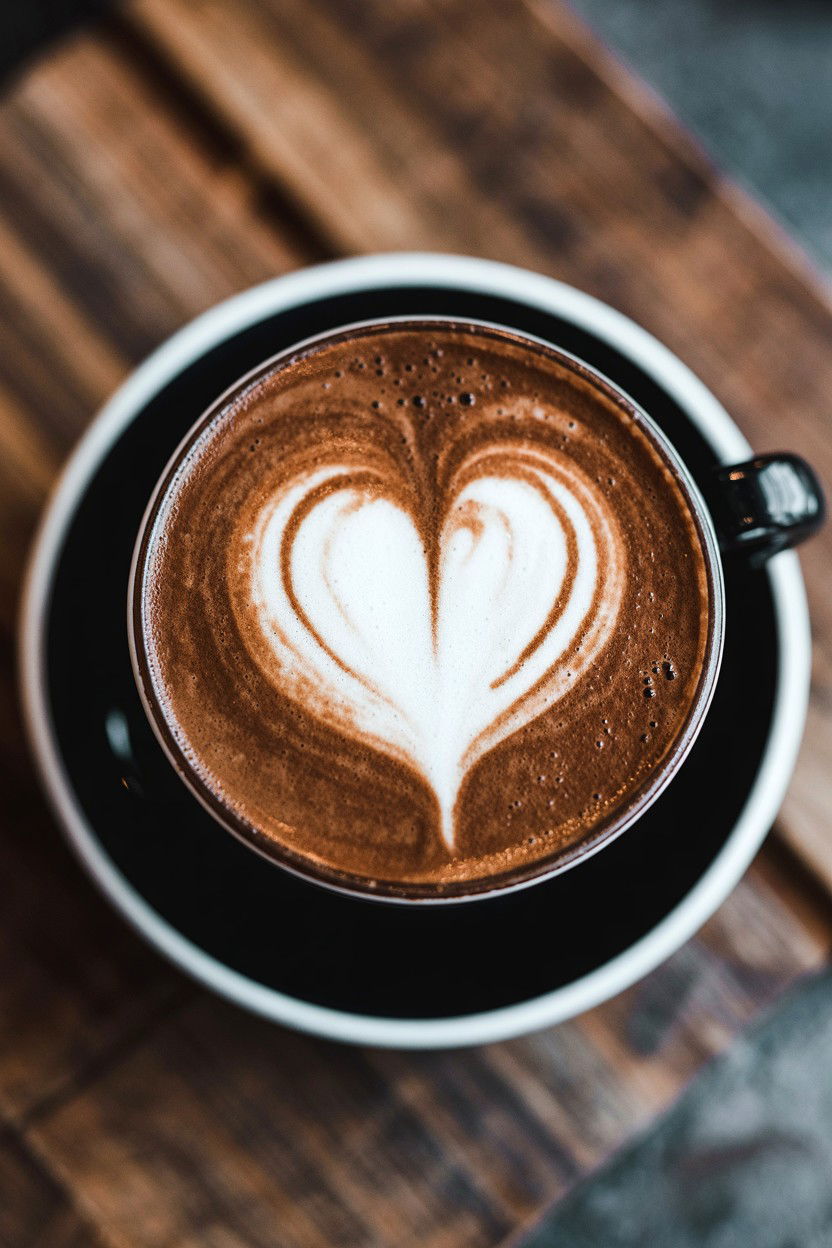 Heart Latte Art Mocha - 25 Valentine's Day Coffee Drink Ideas