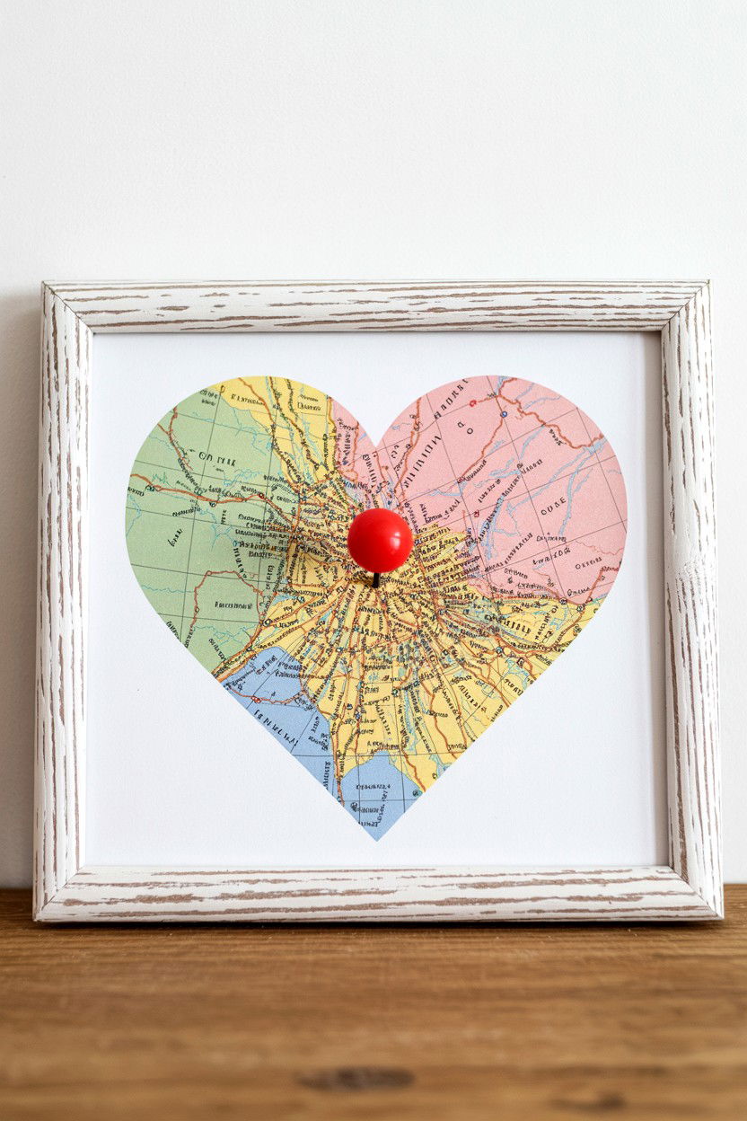 Heart Map Print - 25 Valentine's Day Map Gift Ideas