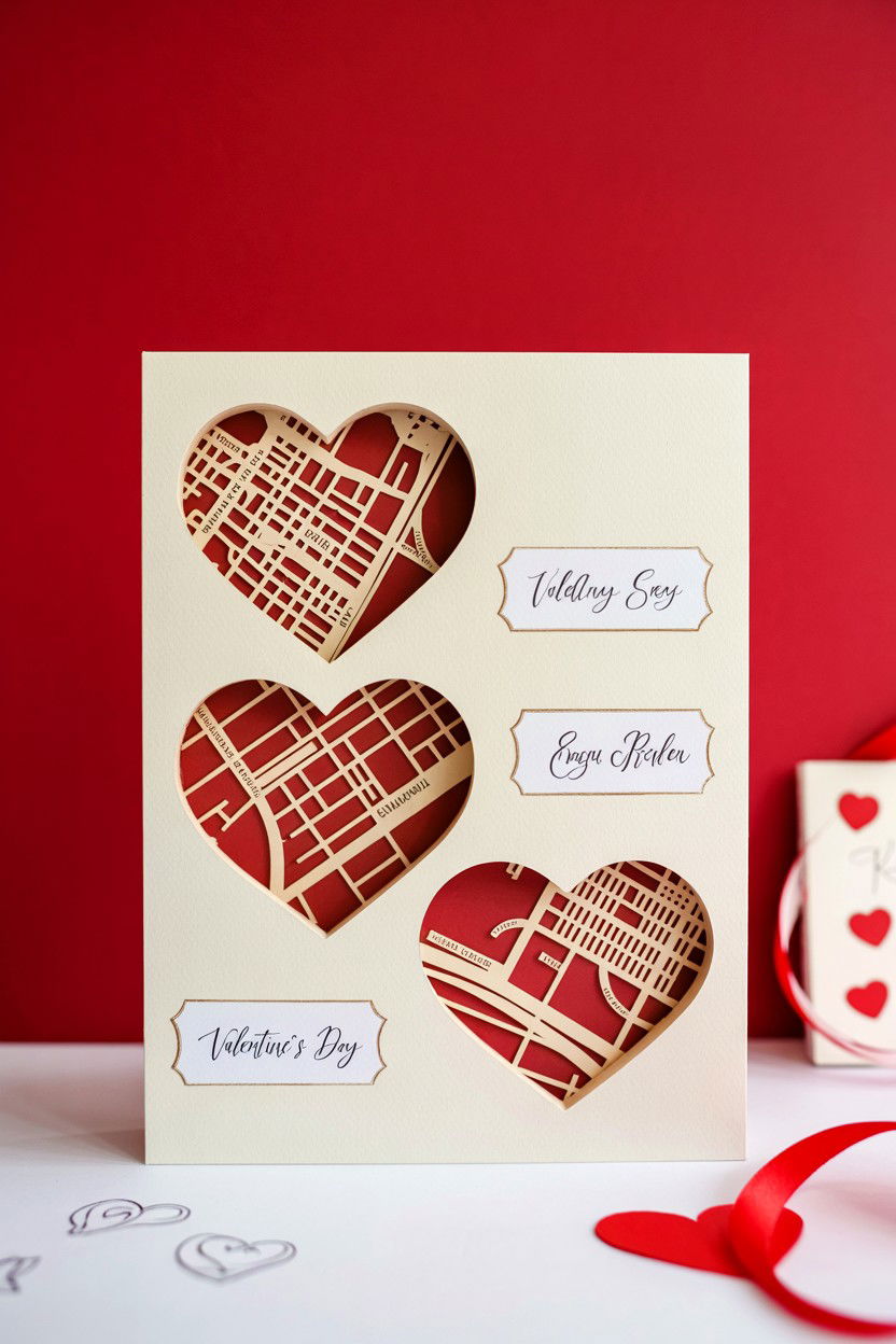 Heart Map Shadow Box - 25 Valentine's Day Shadow Box Ideas