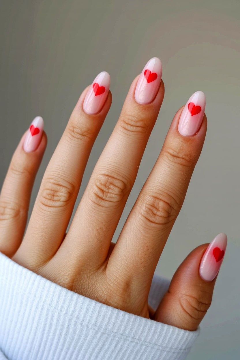 Heart Ombre Nails - 25 Ombre Valentine's Day Nail Ideas