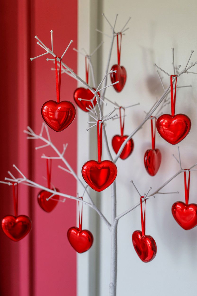 Heart Ornament Tree - 25 Valentine's Day Entry Way Decor Ideas