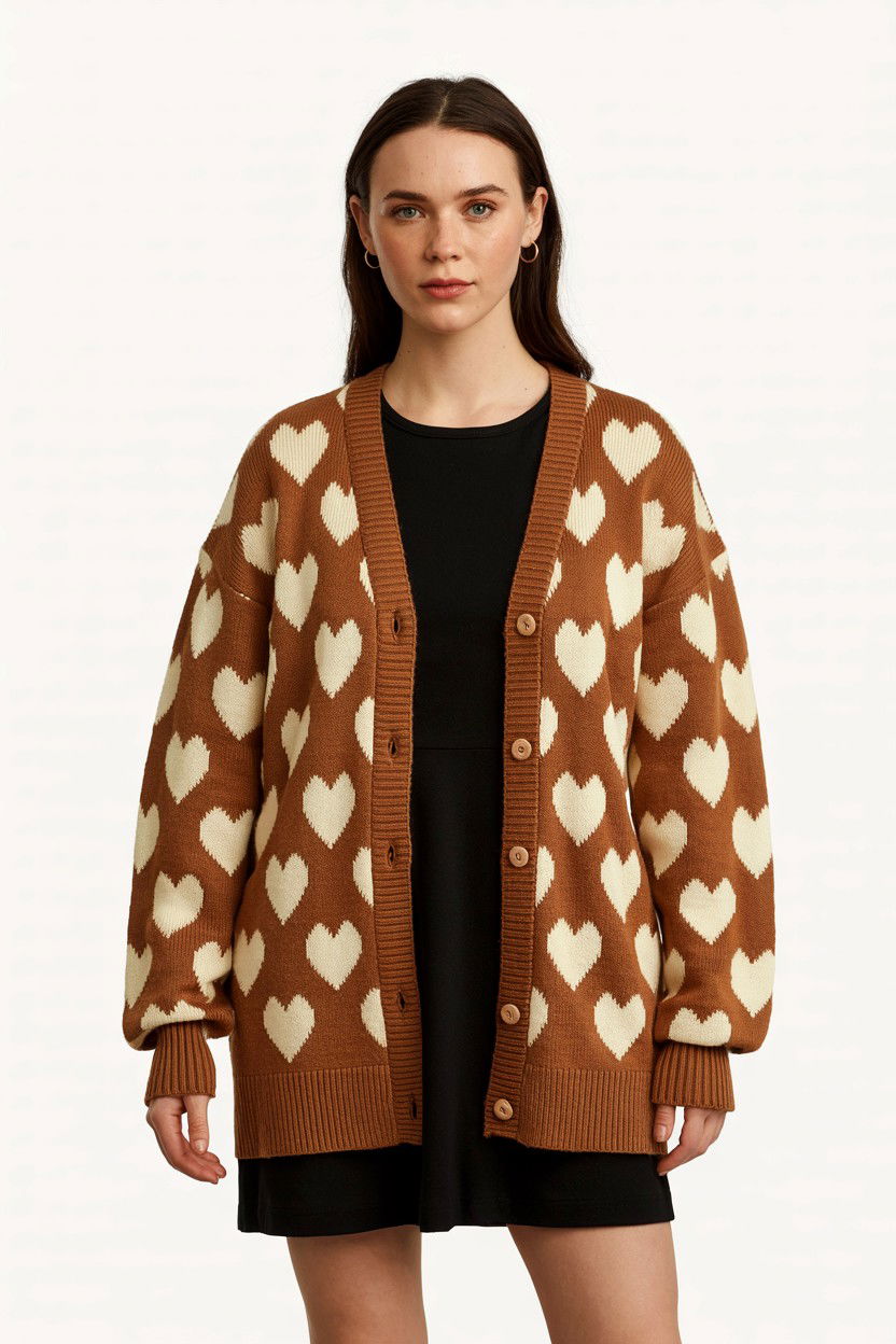 Heart Pattern Cardigan - 25 Valentine's Day Work Outfits