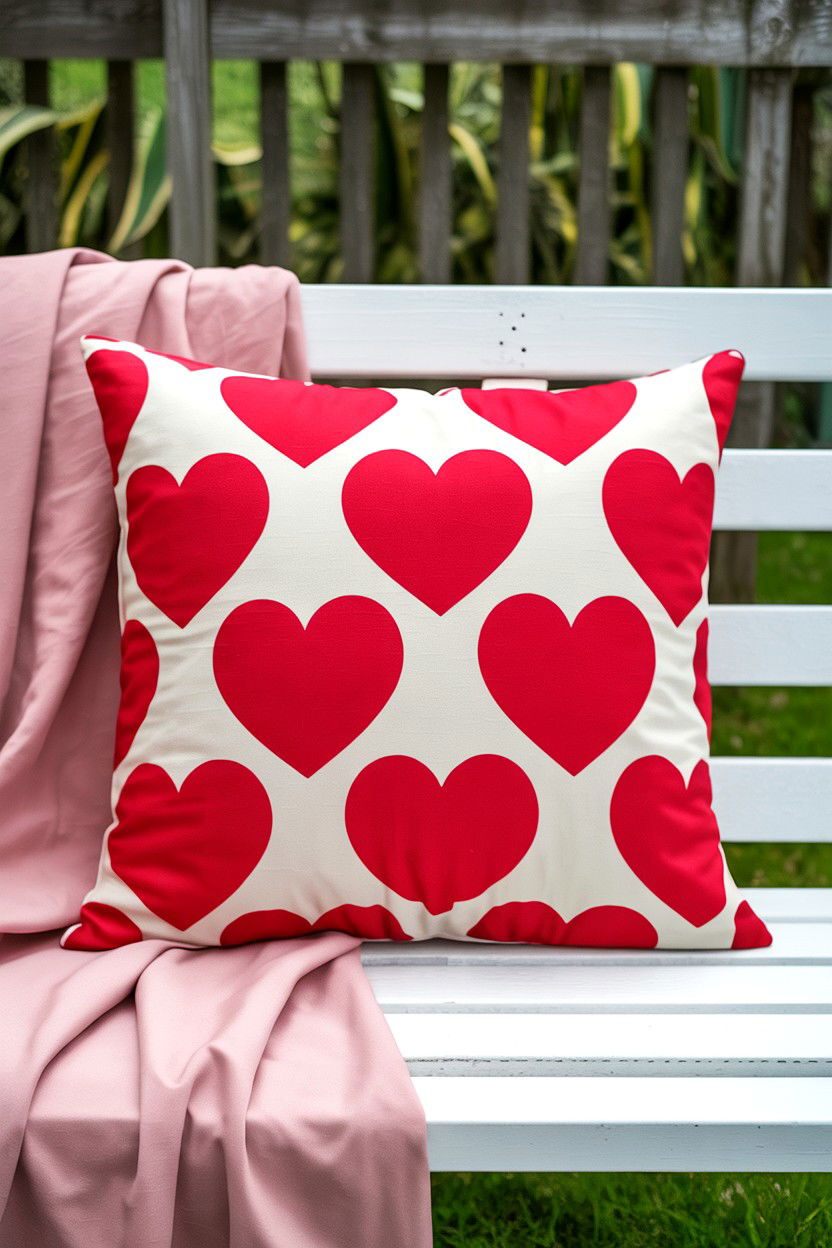 Heart Pattern Pillow - 25 Valentine's Day Doorbell Surprise Ideas
