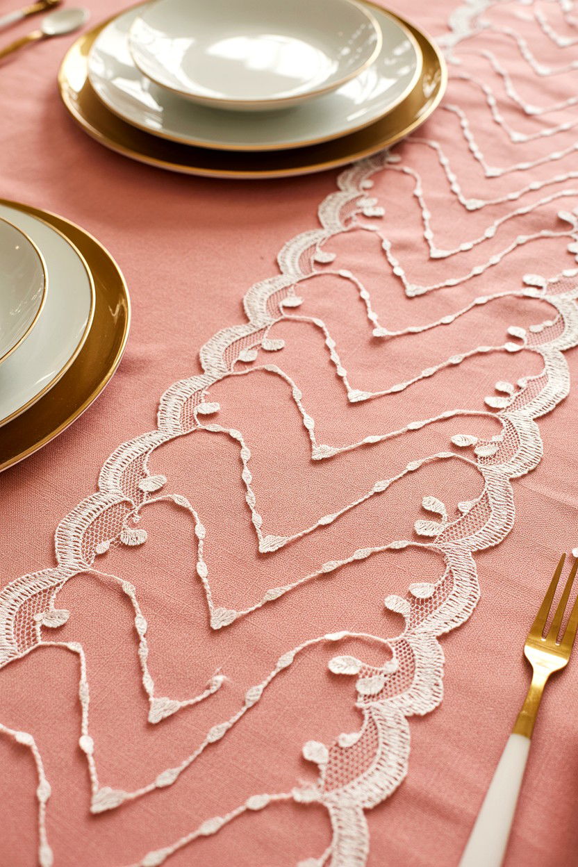 Heart Pattern Wedding Table Runner - 25 Valentine's Day Wedding Ideas