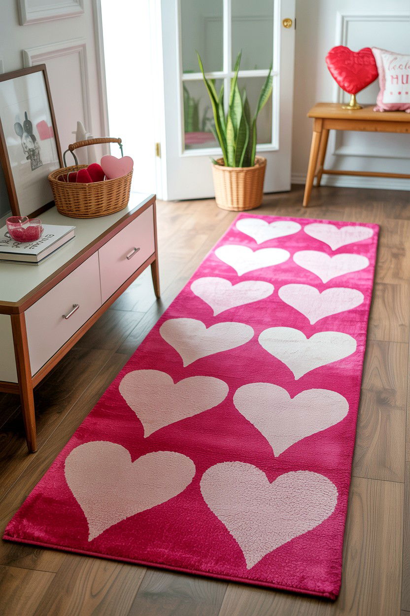 Heart Patterned Rug - 25 Valentine's Day Entry Way Decor Ideas