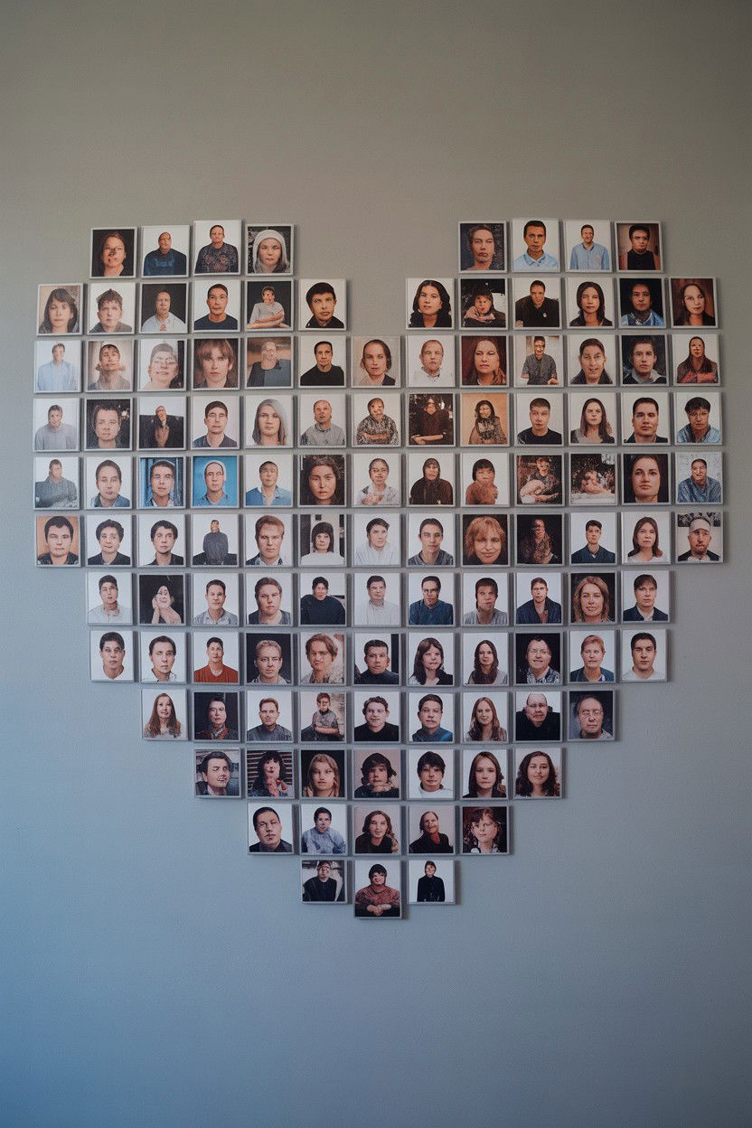 Heart Photo Collage - 25 Valentine's Day Wall Decor Ideas