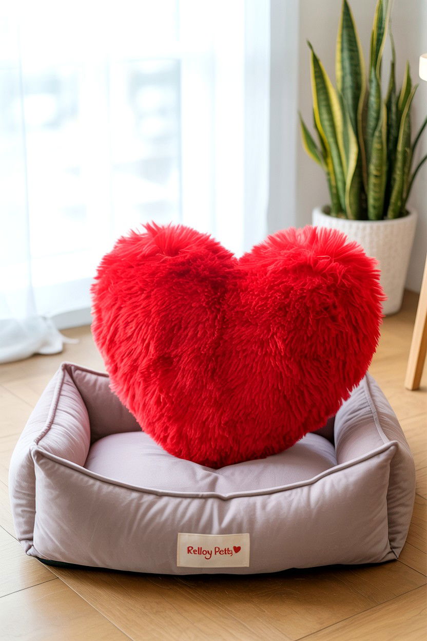 Heart Pillow Pet Bed - 25 Valentine's Day Pet Bed Ideas
