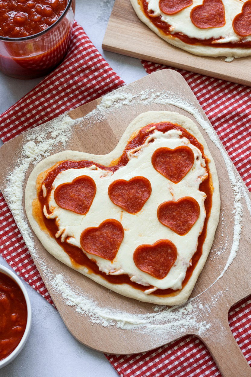 Heart Pizza Making - 25 Valentine's Day Party Activity Ideas