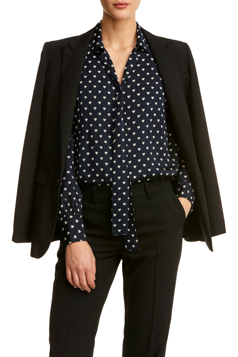 Heart Print Blouse - 25 Valentine's Day Work Outfits